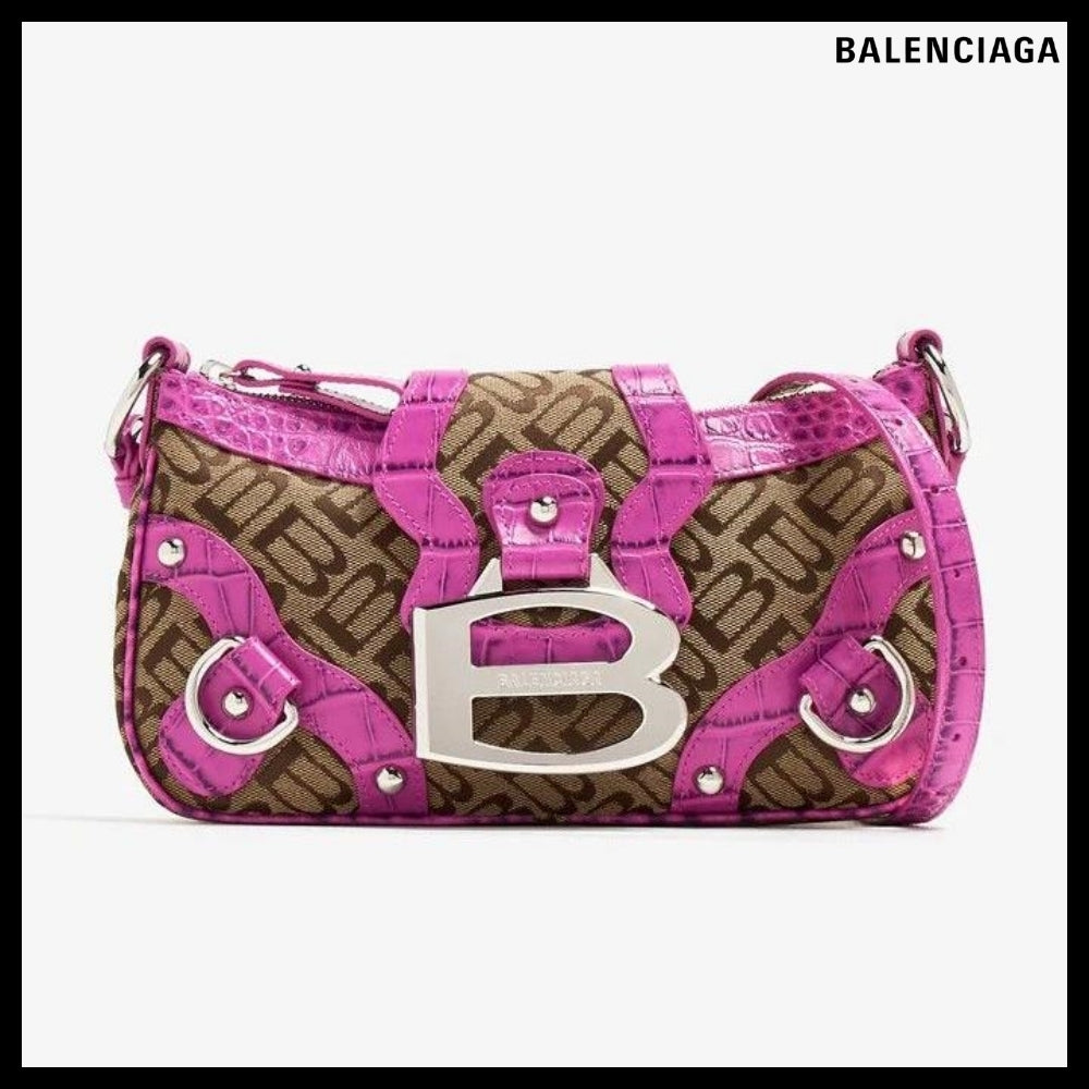 【BALENCIAGA】Essex Small Shoulder Bag Pink/Brown
