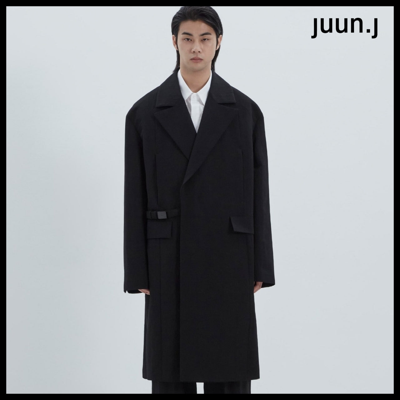 【JUUN.J】CORE Blended Wool Belted Coat Black