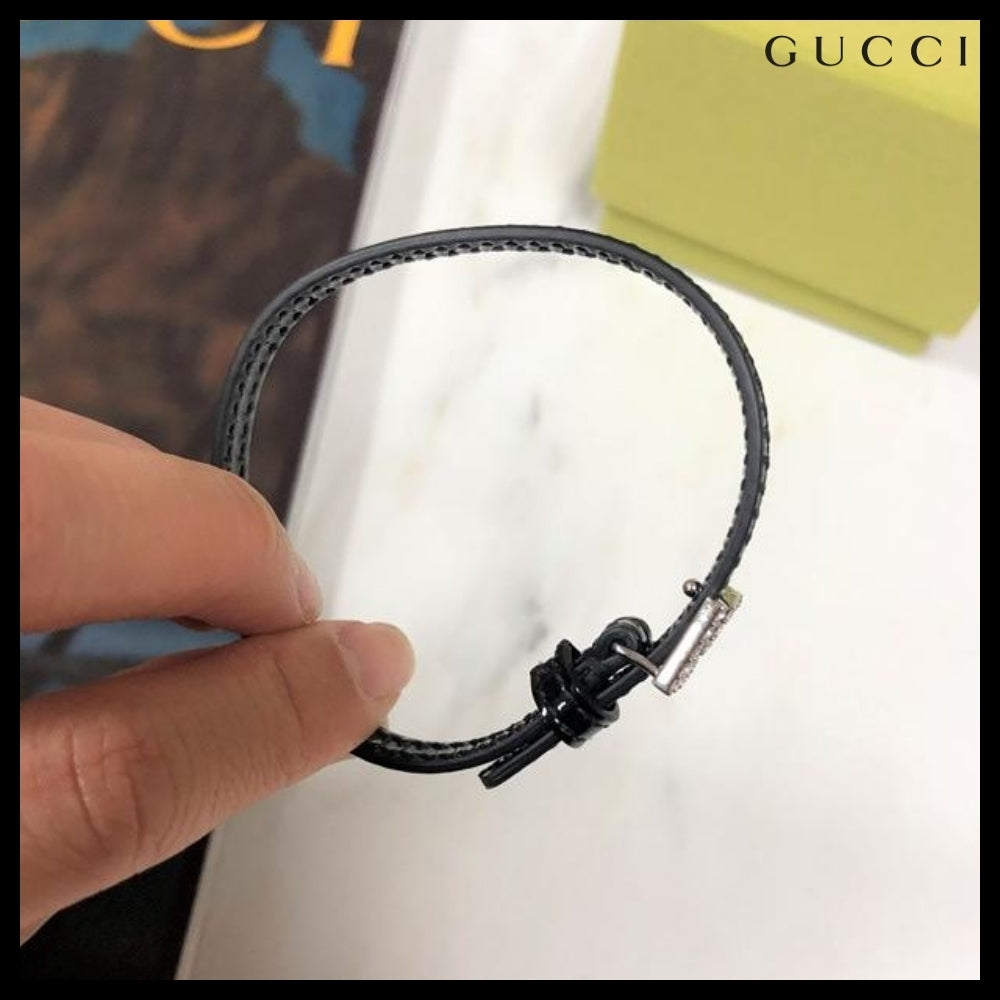 【GUCCI】 レディース レザー ブレスレット ブラック
