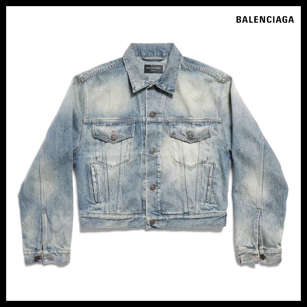 ★BALENCIAGAアウトレットセール★LOGO RHINESTONE DENIM JACKET