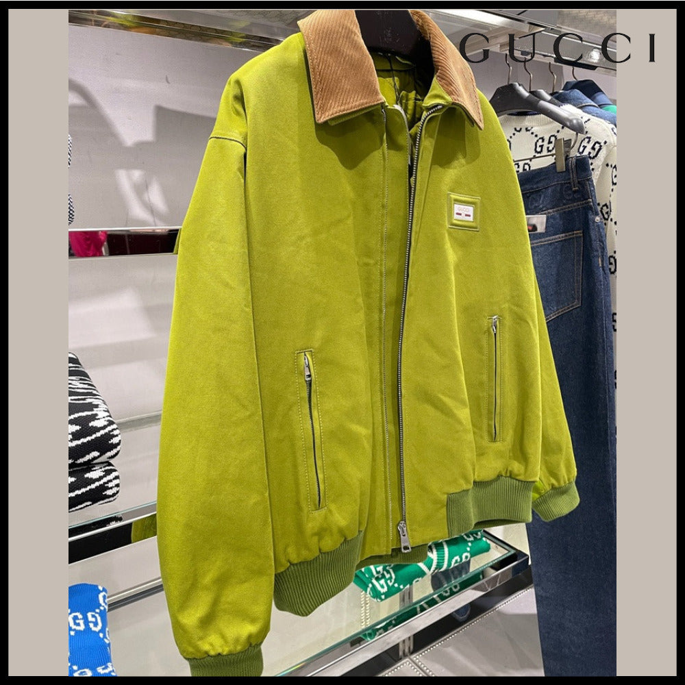 【GUCCI】Logo Cotton Canvas Blouson Jacket Fickle Pickle