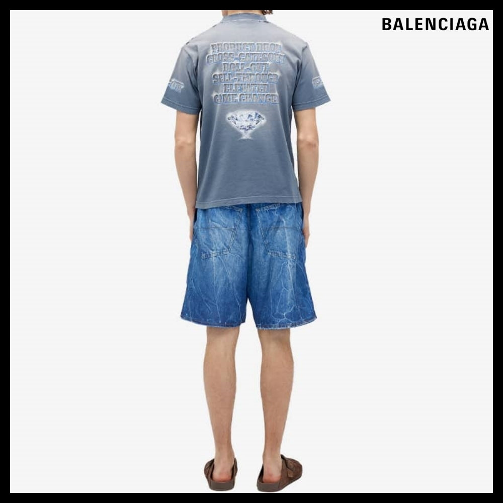 【BALENCIAGA】See Now Buy Small Fit T-Shirt Washed Blue