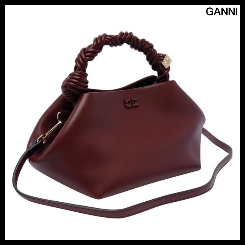 【GANNI】Burgundy Leather Shoulder Bag