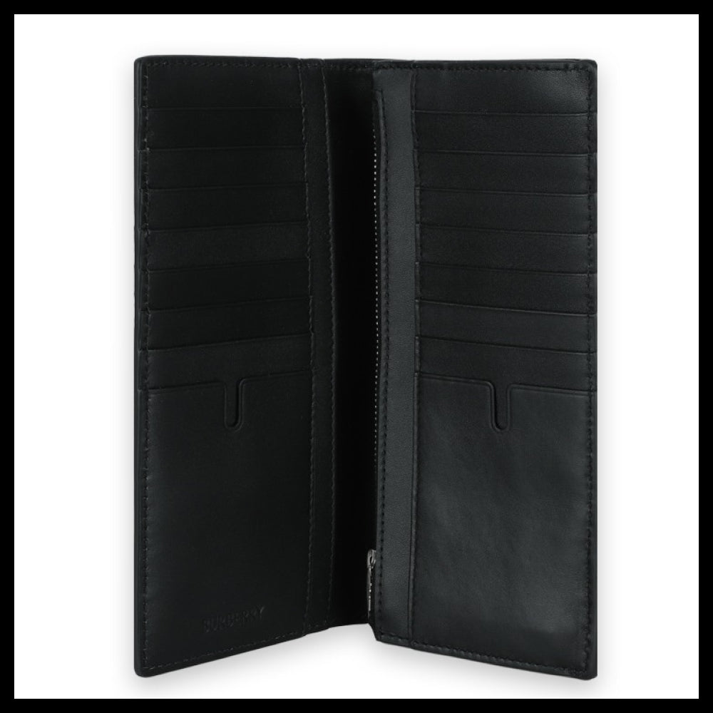 【Burberry】Continental Check Long Wallet Black