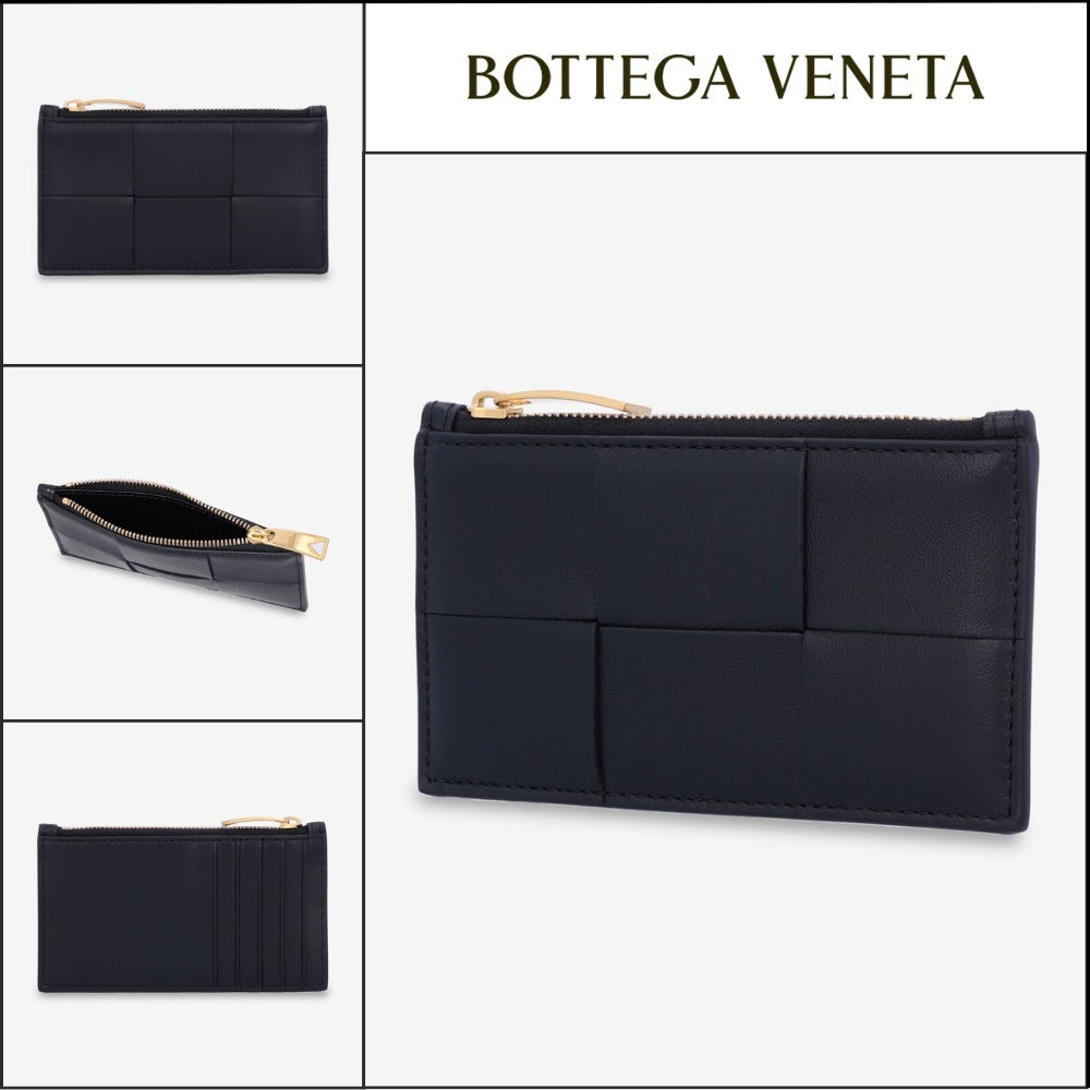 【BOTTEGA VENETA】Cassette 5-Slot Zip Card Holder Black