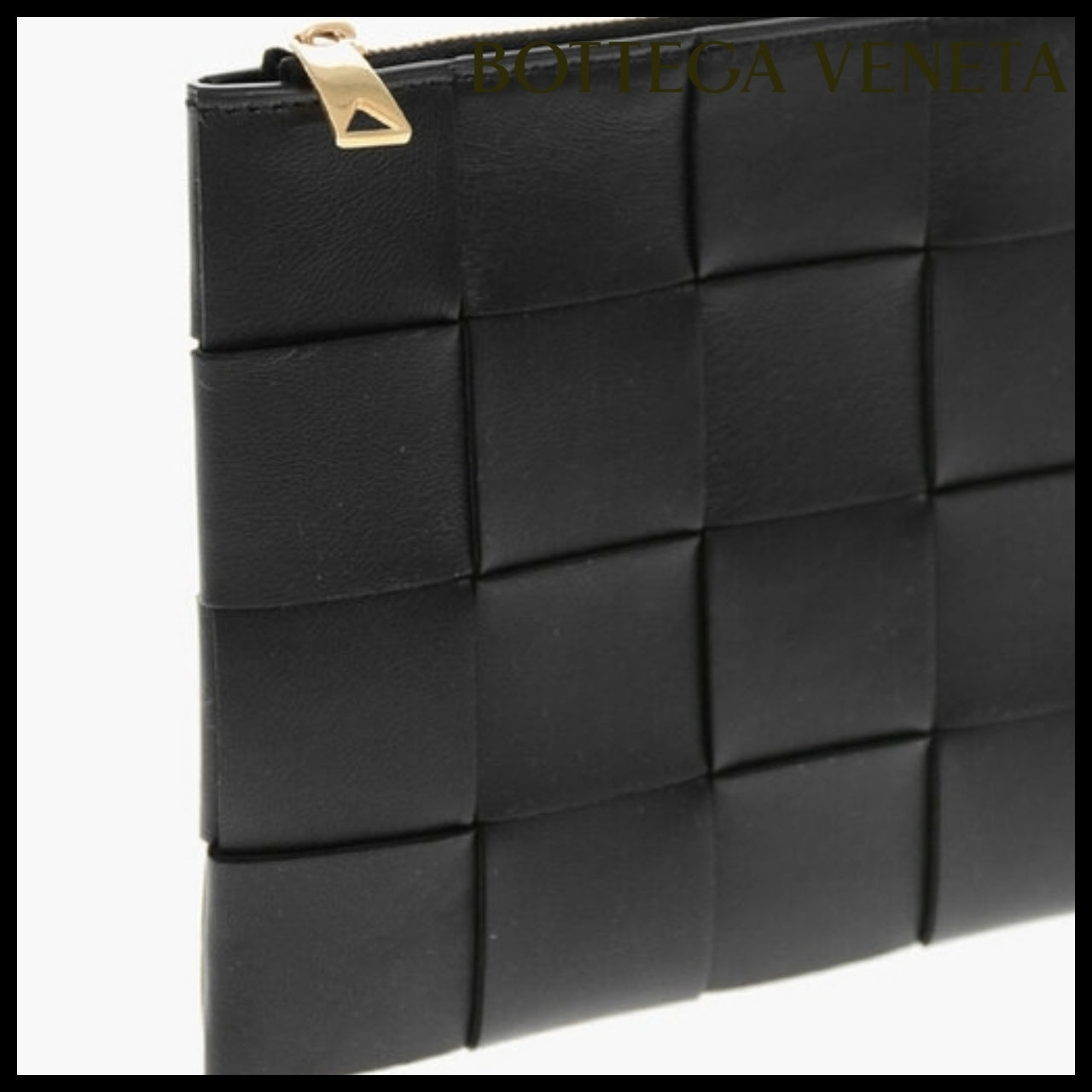 【BOTTEGA VENETA】Black Leather Clutch