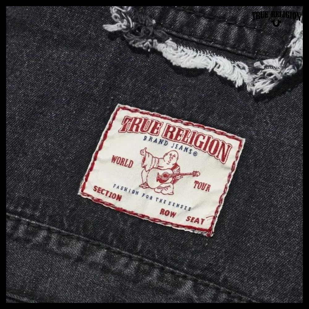 【TRUE RELIGION】Caution Cross Trucker jacket Black