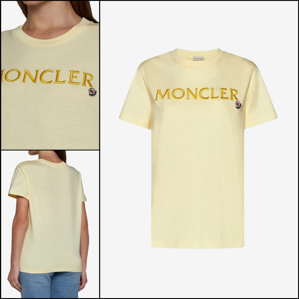 【MONCLER】Lettering Embroidered Logo Short Sleeve T-Shirt