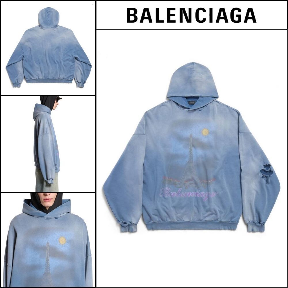 【BALENCIAGA】Moon Hoodie Oversized Blue Archetype Fleece