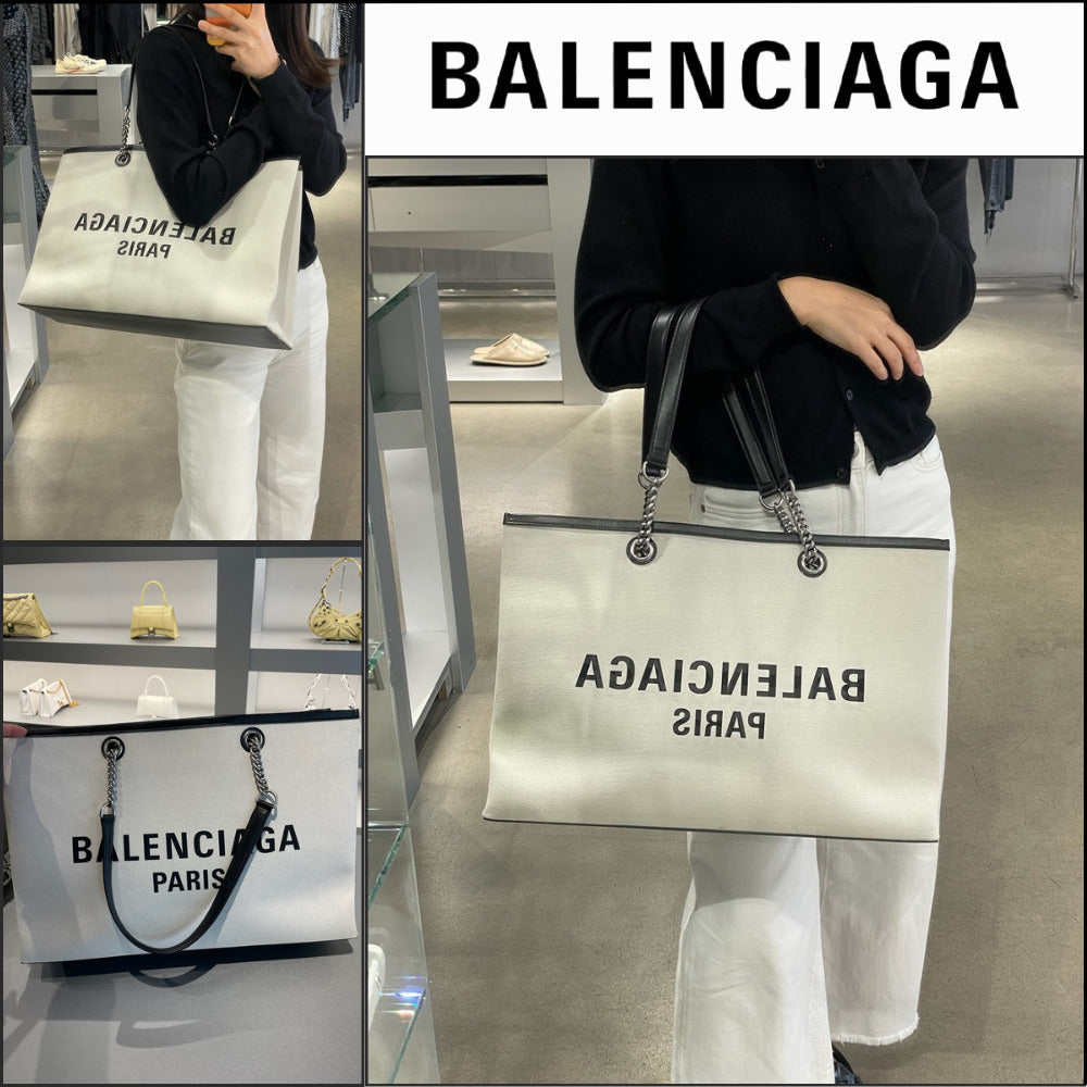【BALENCIAGA】DUTY FREE Canvas Large Tote Bag Natural