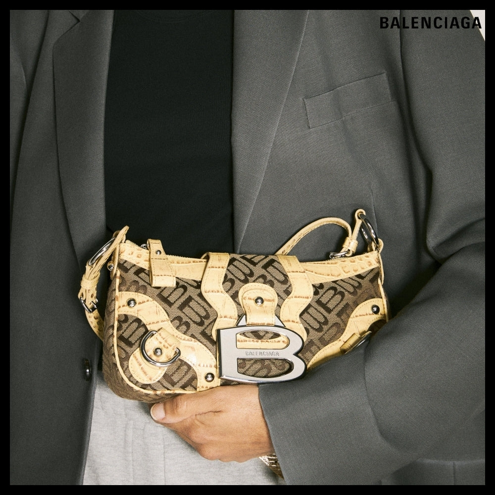 【BALENCIAGA】Essex Small Shoulder Bag Ebony Beige Mustard