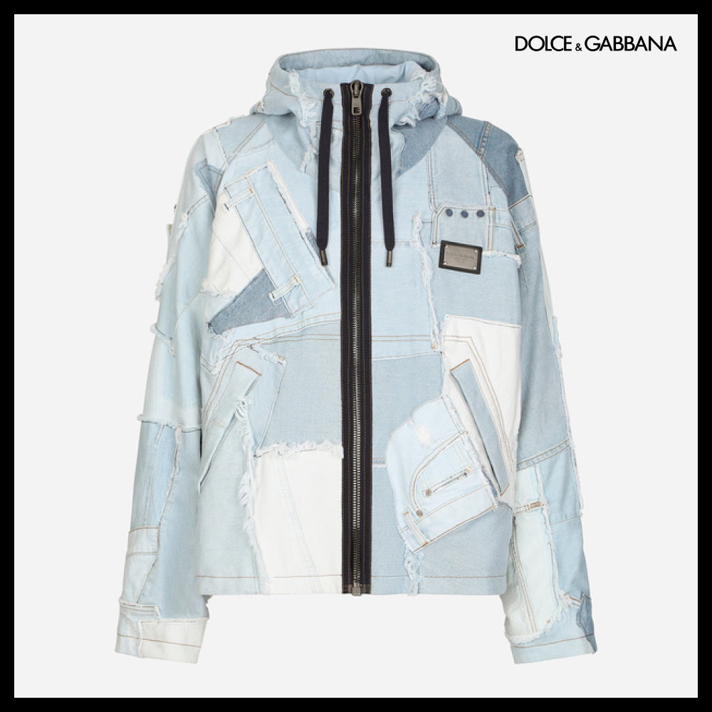 【Dolce & Gabbana】DENIM PATCHWORK JACKET WITH HOOD
