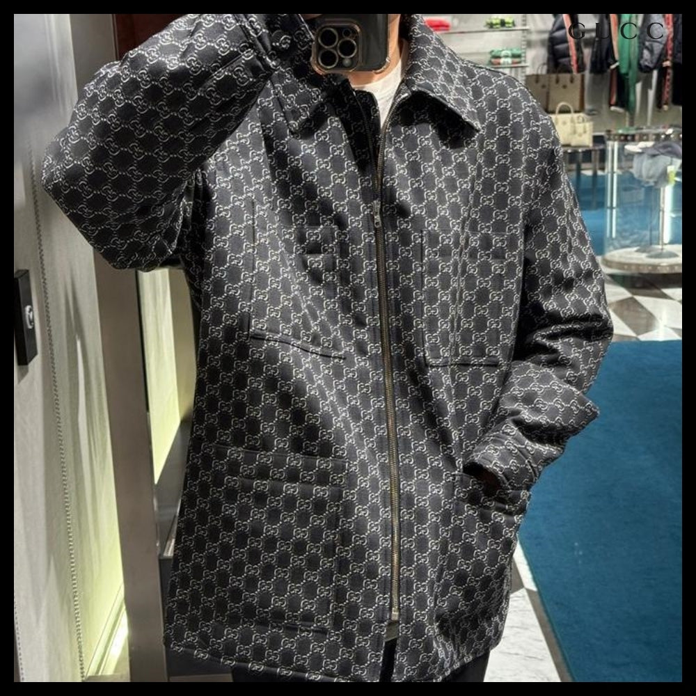 【GUCCI】GG Shadow Wool Twill Jacket Grey Black