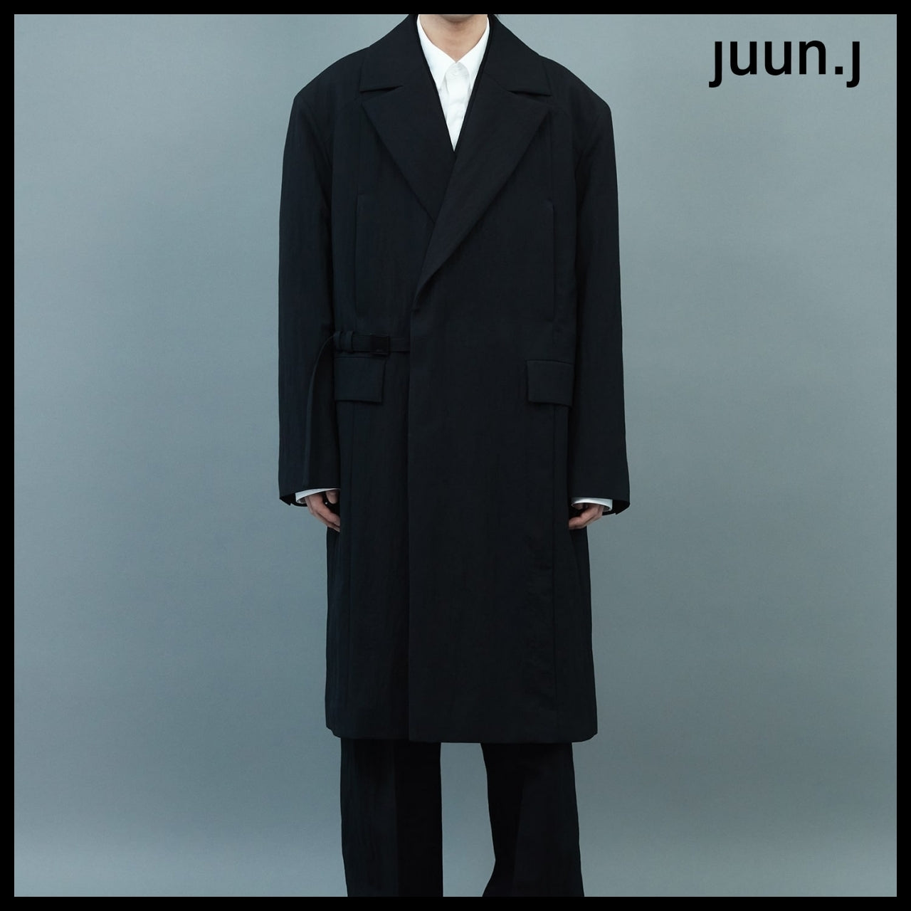 【JUUN.J】CORE Blended Wool Belted Coat Black