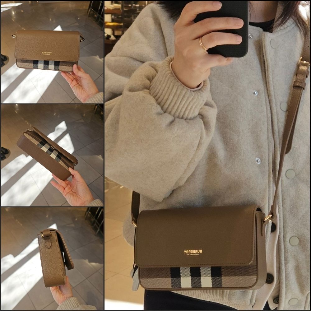 【BURBERRY】New Hampshire Check Crossbody Bag Earth Brown