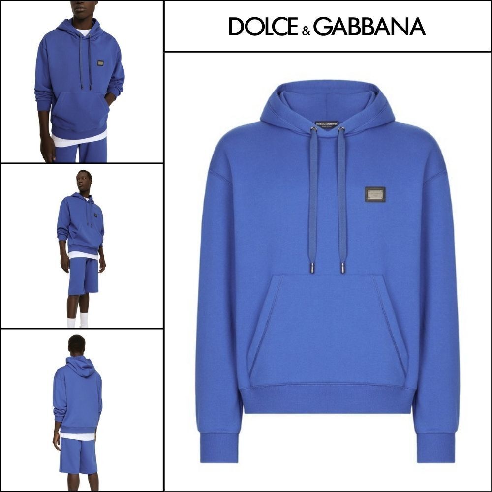 【Dolce & Gabbana】JERSEY HOODIE WITH BRANDED TAG Essential