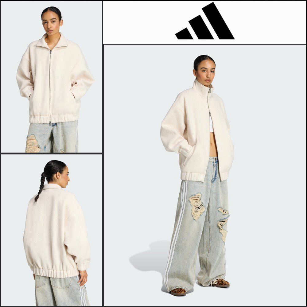 【ADIDAS】Fleece Wonder White Full Zip Jacket Fleece Jacket