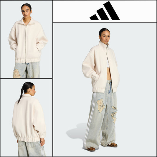 【ADIDAS】Fleece Wonder White Full Zip Jacket Fleece Jacket