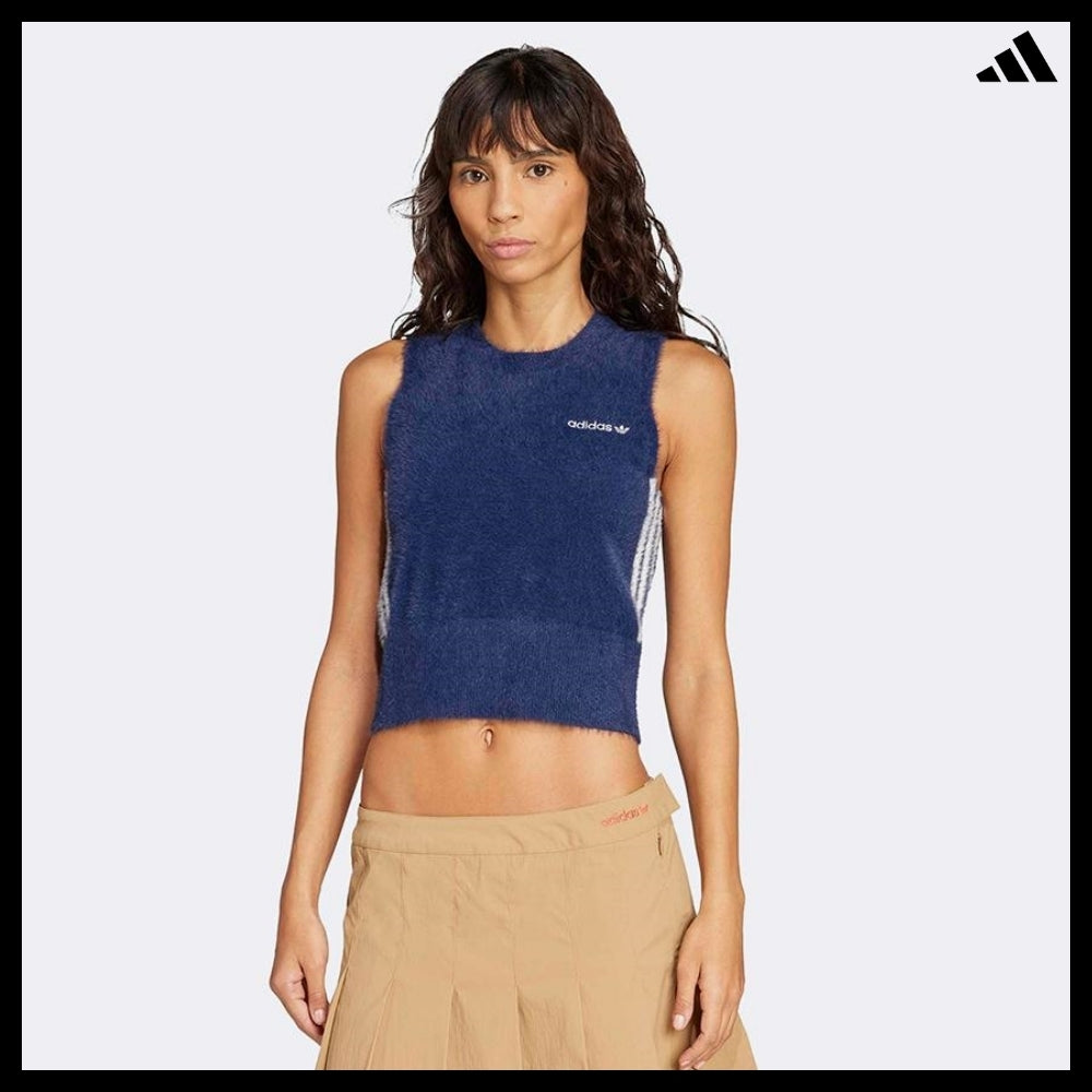 【ADIDAS】 Fluffy Knitted Vest 2 Colors Layered Casual