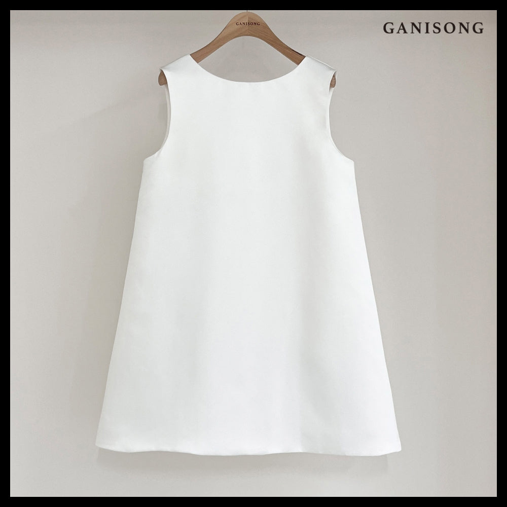 【GANISONG】Bridal Bow Shower Dress White