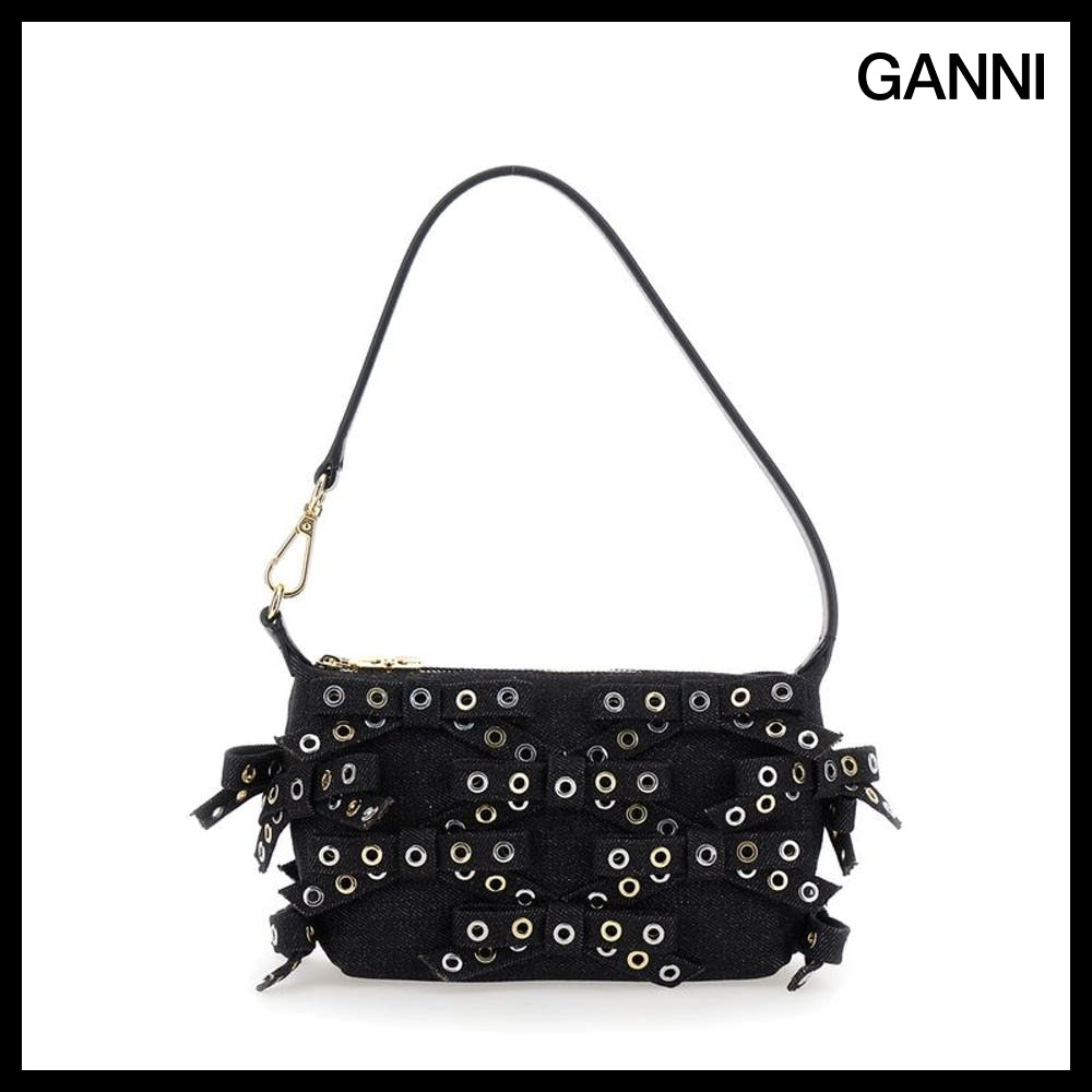 【Ganni】BUTTERFLY アイレットボウデニムショルダーバッグ