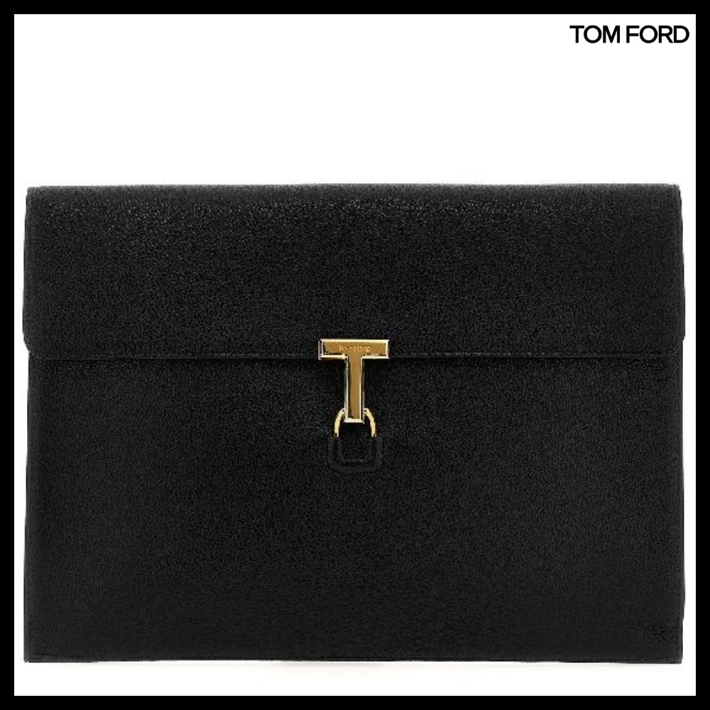 【TOM FORD】GRAIN LEATHER T PIN PORTFOLIO BLACK