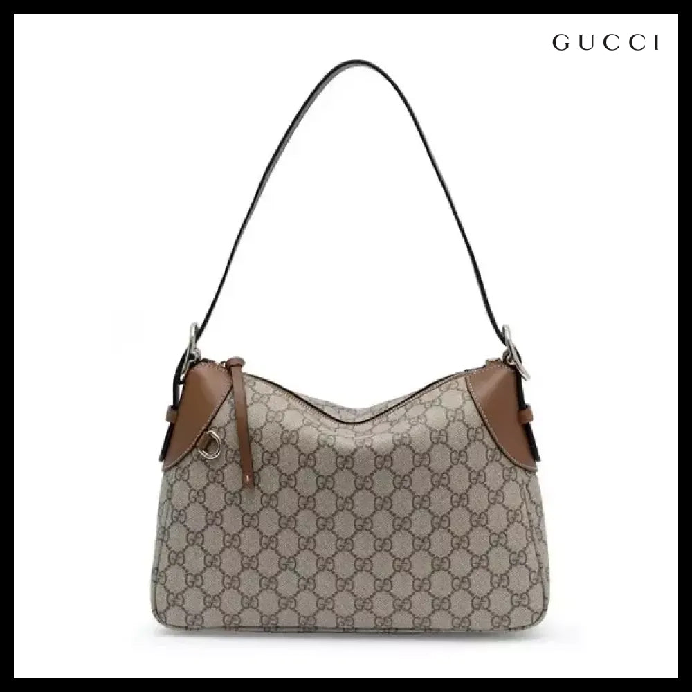 【GUCCI】GG Emblem Medium Shoulder Bag Beige Brown GG