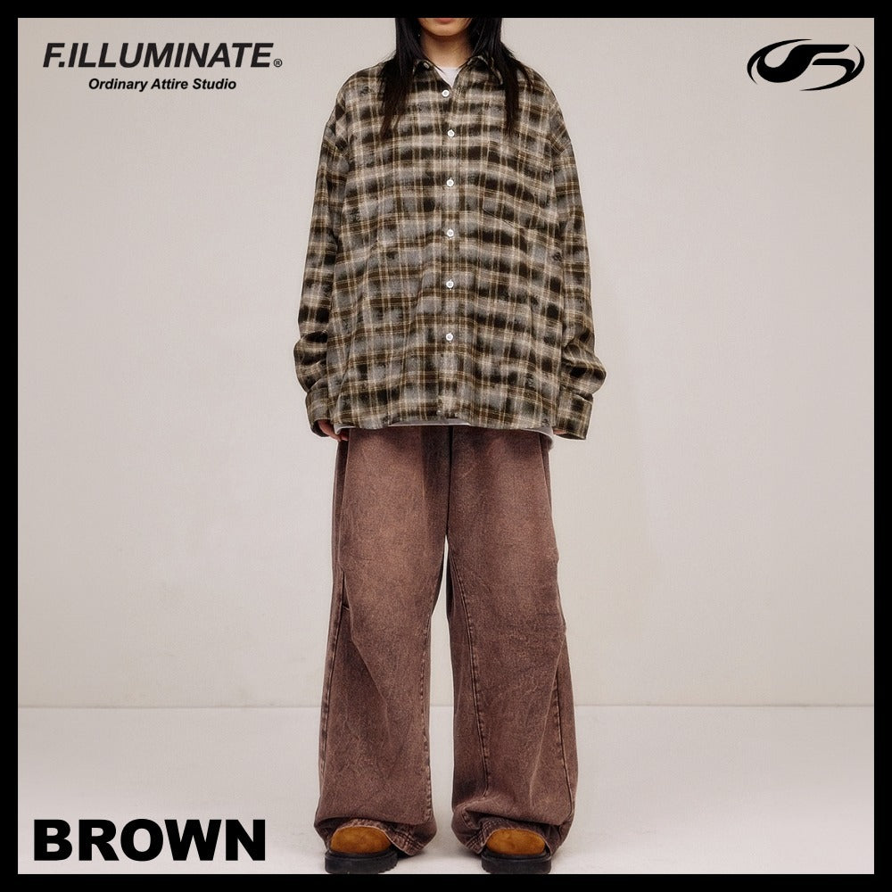 【FILLUMINATE】OVERFIT DAMAGE WASHED CHECK SHIRT 2COLOR
