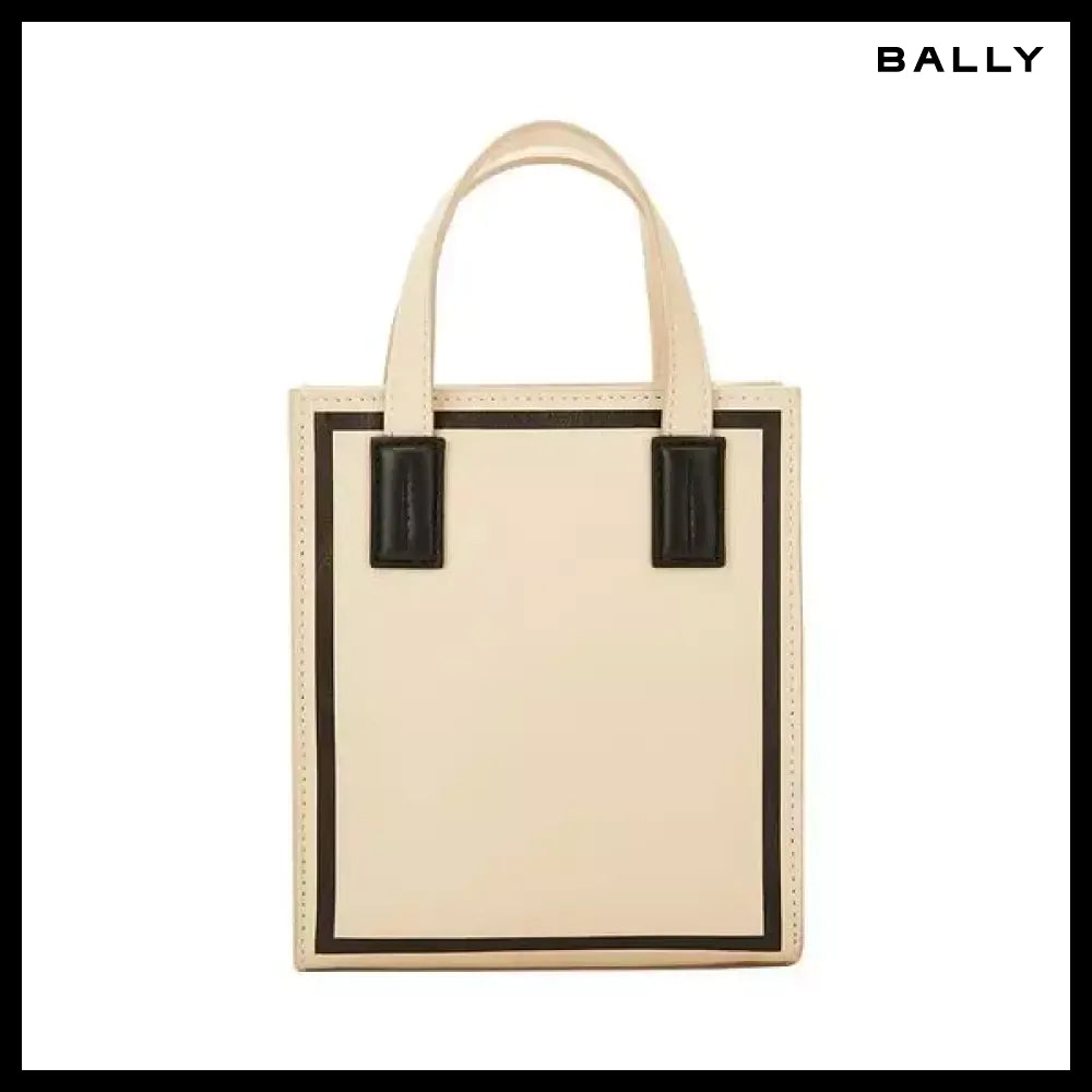 【BALLY】Unisex Mini Logo Print Light Beige Tote Bag
