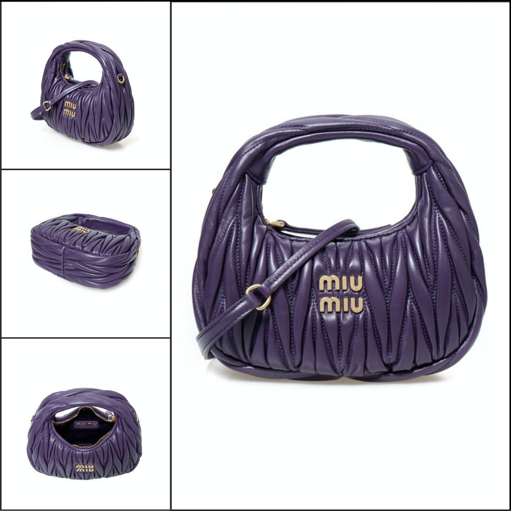 【Miu Miu】Wander Matelasse Nappa Leather Mini Hobo Bag