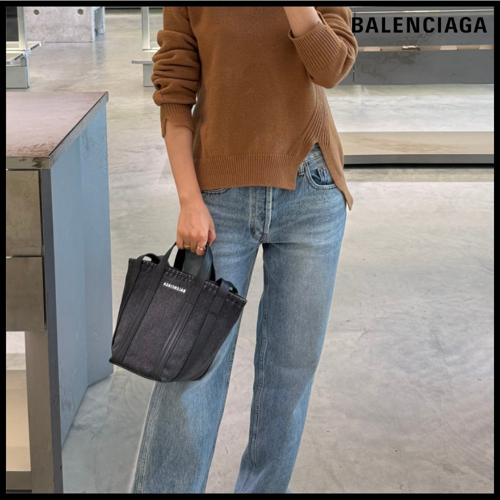【BALENCIAGA 】Everyday XS Washed Denim Tote Shoulder Bag