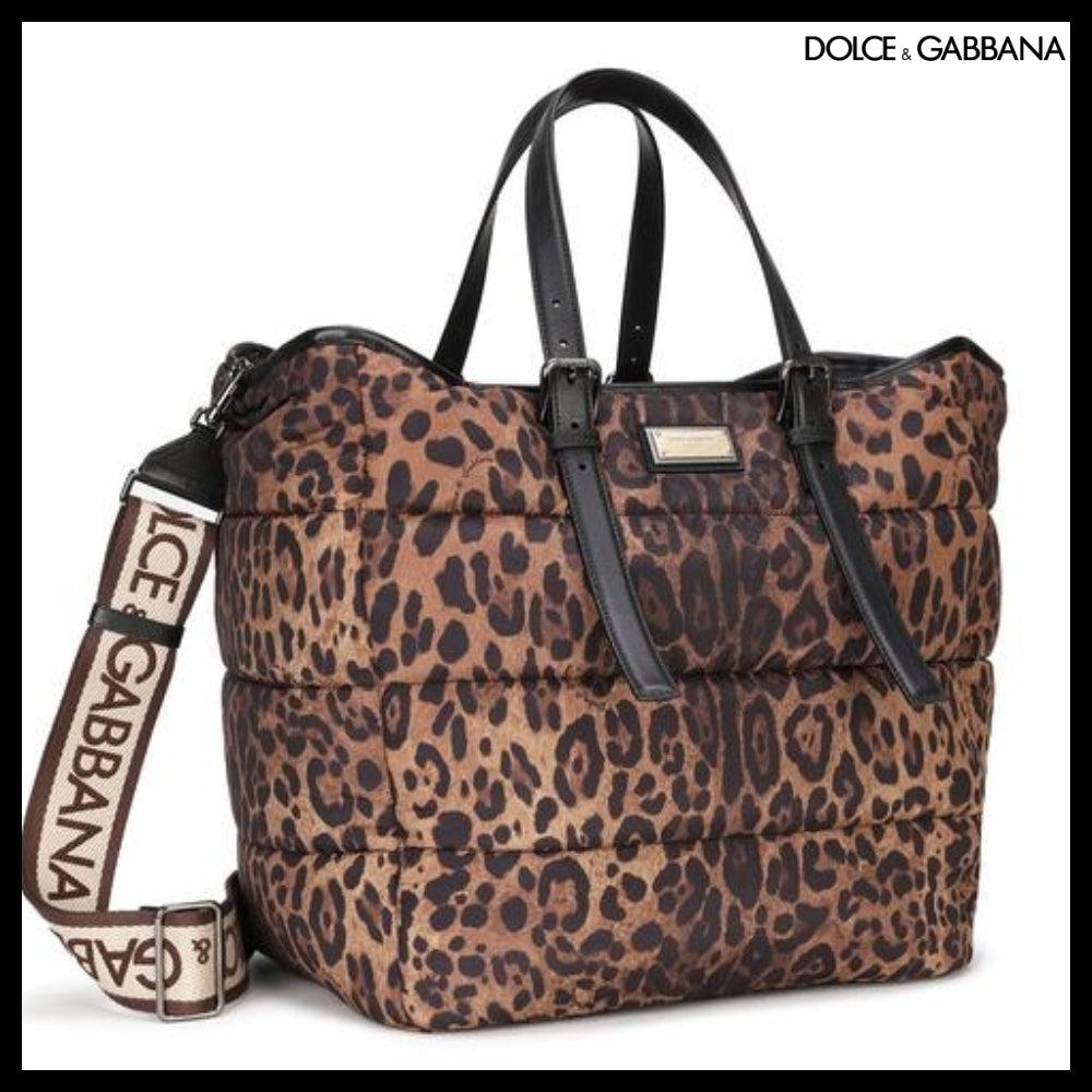【Dolce&Gabbana】LEOPARD PRINT SICILY SHOPPER QUILTED NYLON