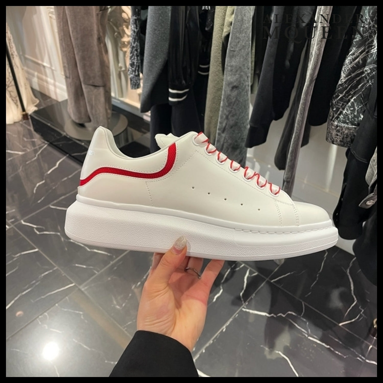 【Alexander Mcqueen】Upper LEA Sneakers White Red