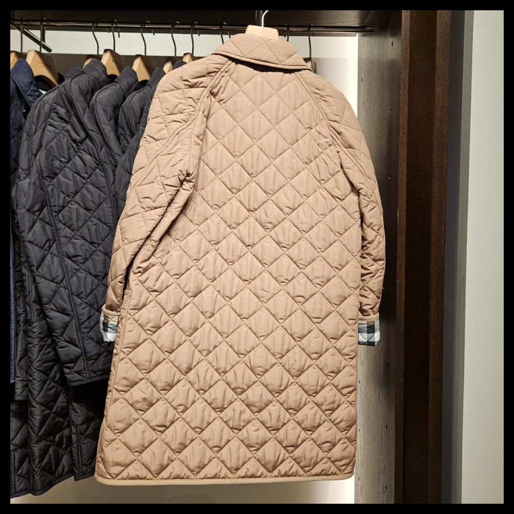 【BURBERRY】New Teyting long quilted women’s jacket camel