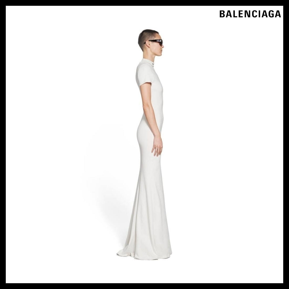 【BALENCIAGA】Women's Maxi T-Shirt Dress in White