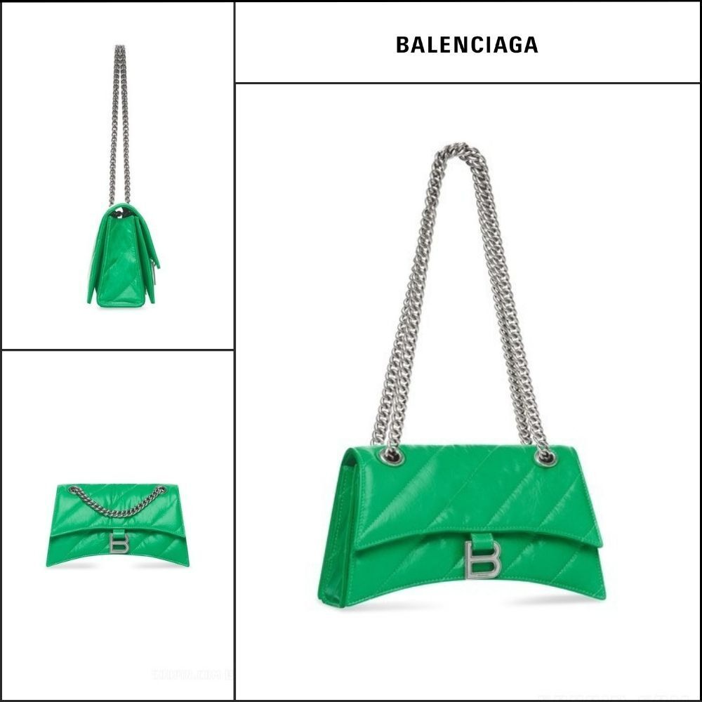【BALENCIAGA】Crush Small Chain Bag Quilted Green