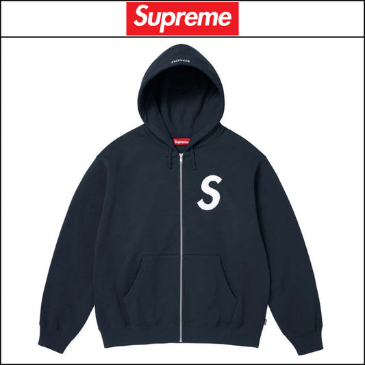 【Supreme】S Logo Zip Up Hooded Sweatshirt Navy 25FW