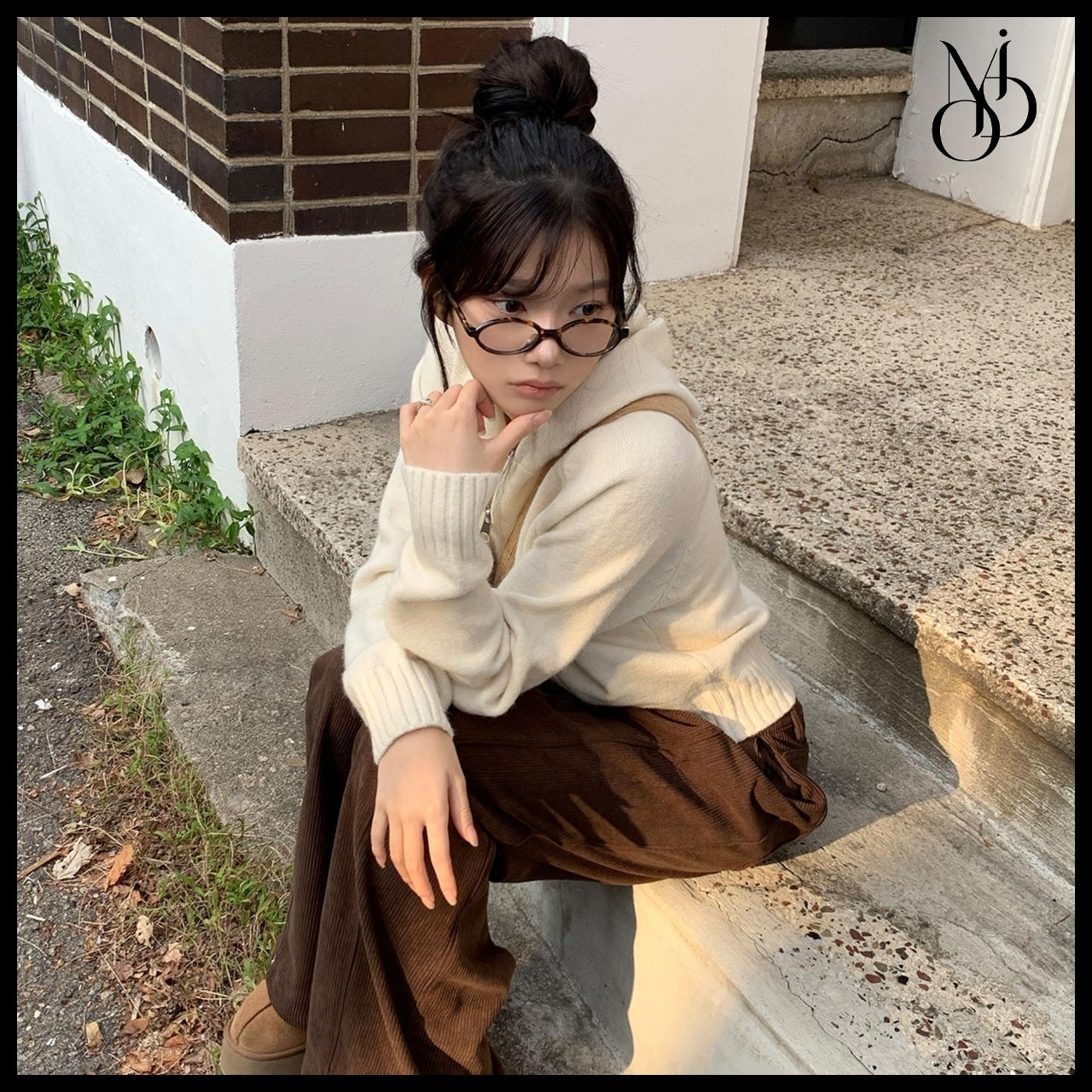 【MODIMOOD】Buggy Knit Hoodie Zip-Up 6 Colors