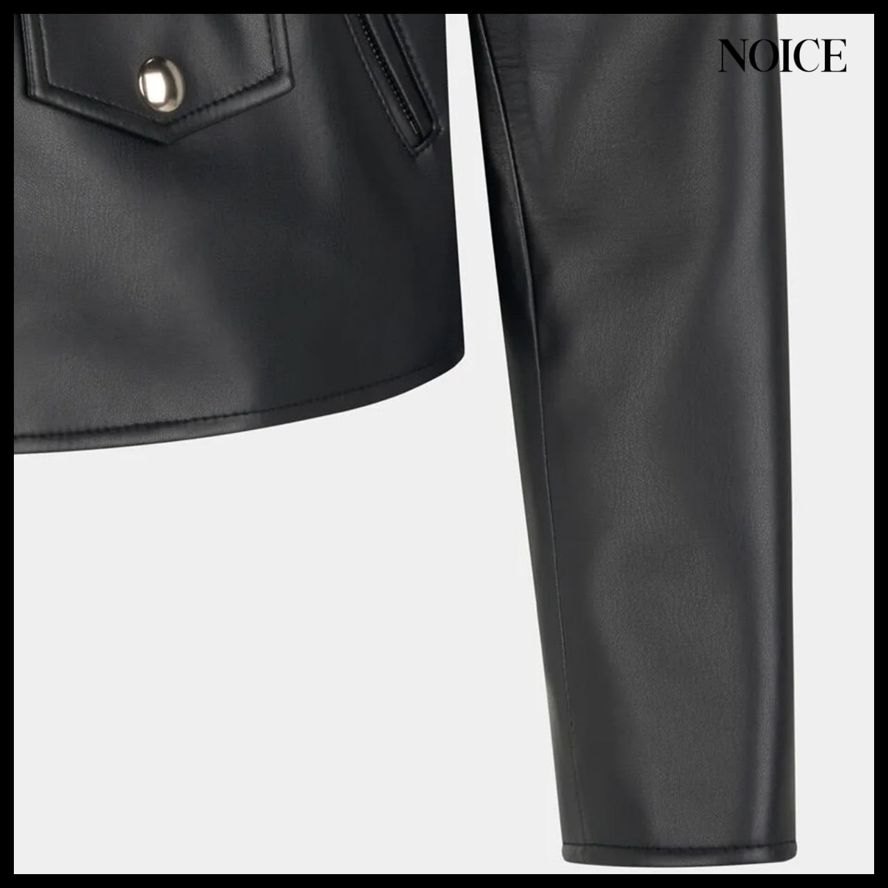 【NOICE】W Motorcycle Faux Leather Jacket Black