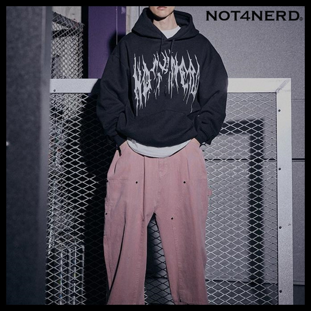 【NOT4NERD】ポインテッドロゴ プルオーバーフード ブラック