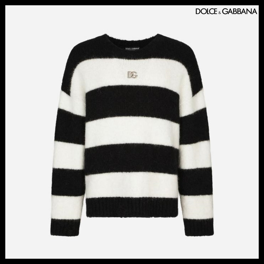 【Dolce & Gabbana】Round-Neck Alpaca Wool Sweater with DG