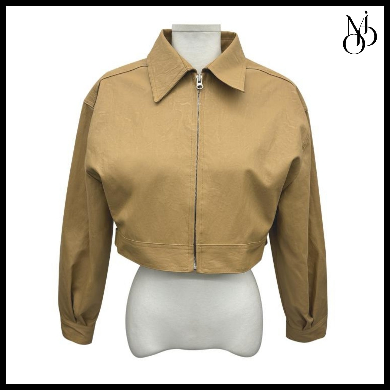 【MODIMOOD】Single Collar Half Crop Leather Jacket 3 Colors