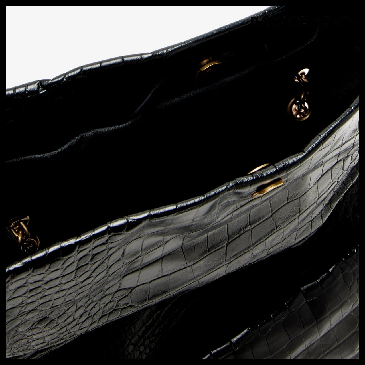 【BALENCIAGA】Monaco Medium Chain Bag Crocodile Embossed
