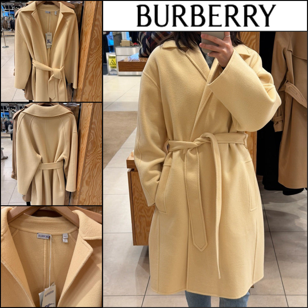 【Burberry】Cashmere Belted Wrap Coat Daffodil