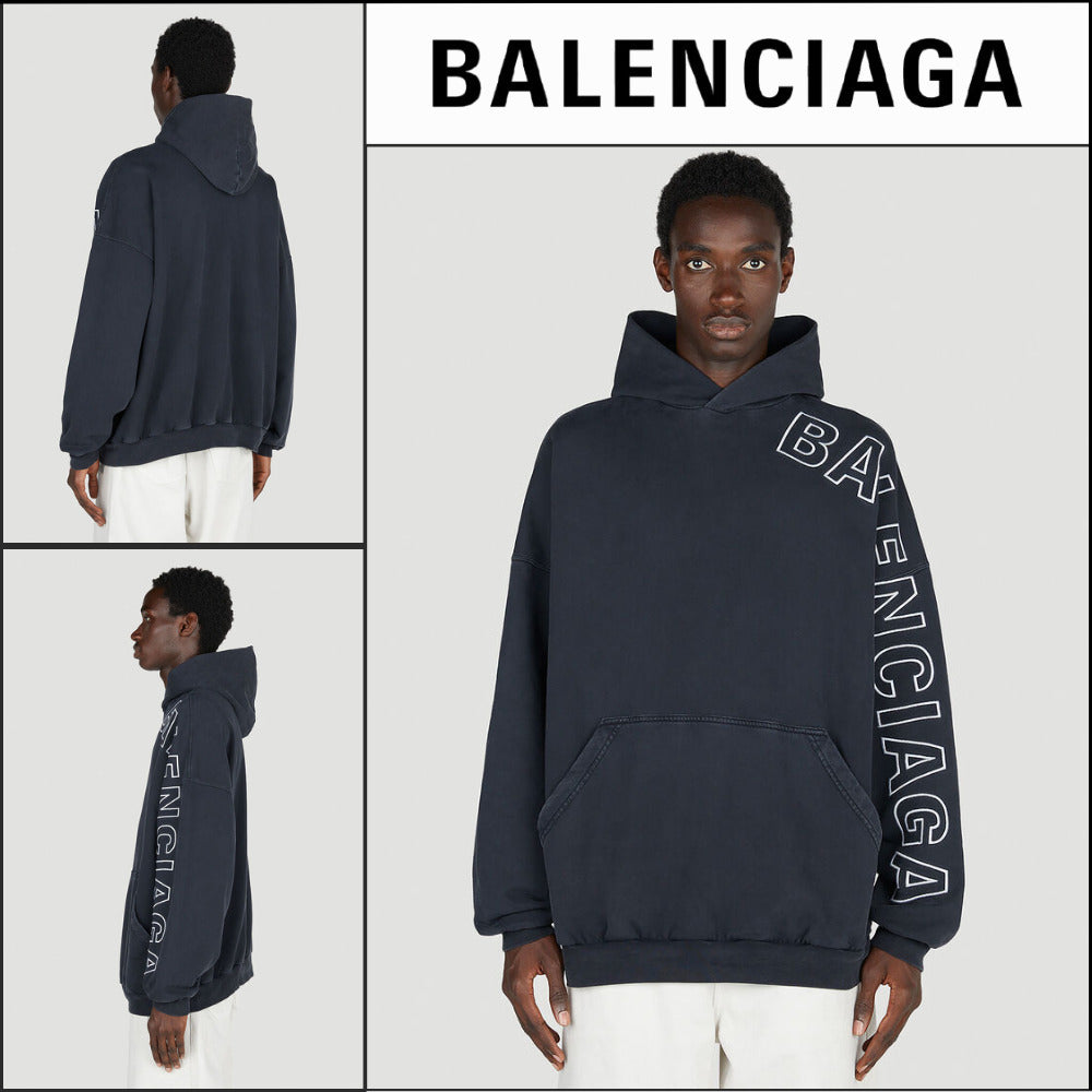 【BALENCIAGA】Outline Hoodie Oversized Black