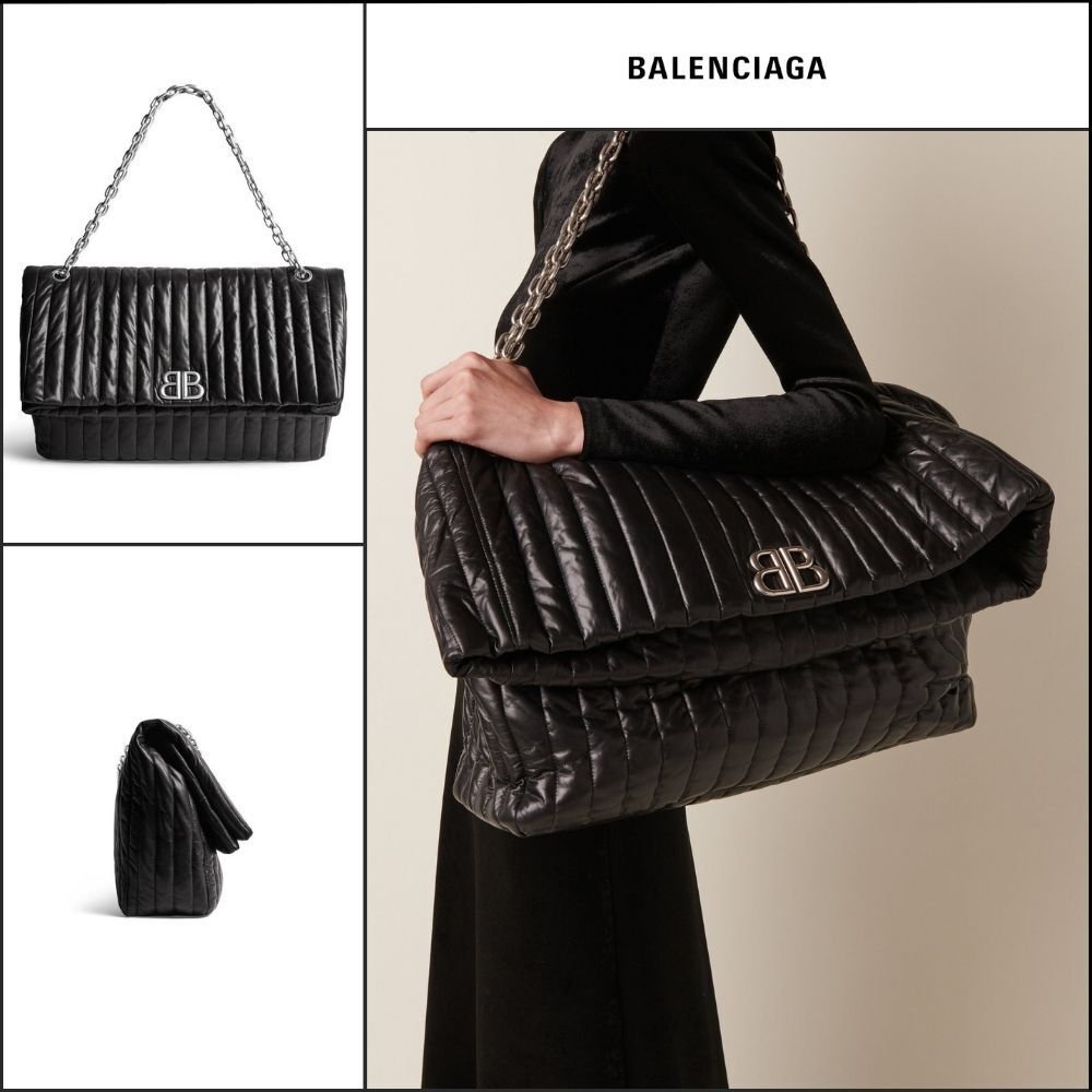 【BALENCIAGA】Monaco Large Chain Bag Quilted Black