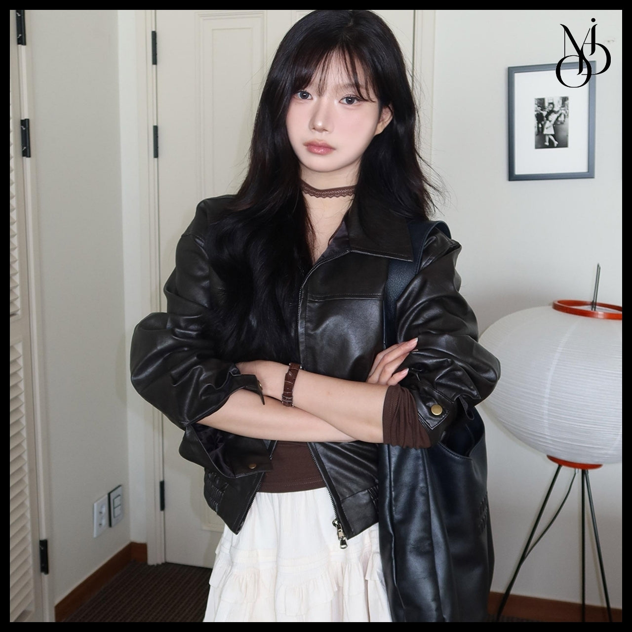 【MODIMOOD】Two-N Two-Way Zip Collar Leather Jacket 2 Colors