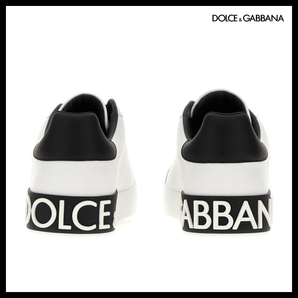 【Dolce & Gabbana】LEATHER PORTOFINO SNEAKERS BLACK / WHITE