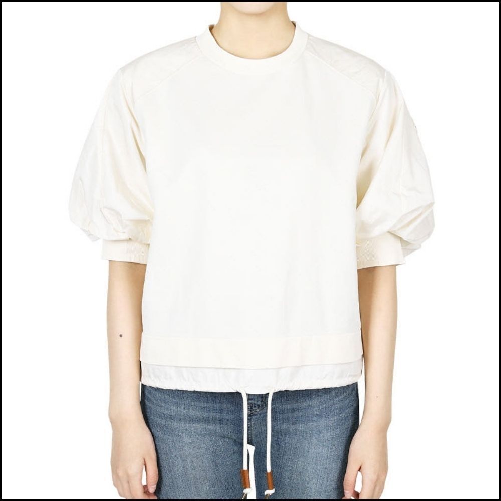 【MONCLER】 Women Puff Sleeve String Short Sleeve Ivory