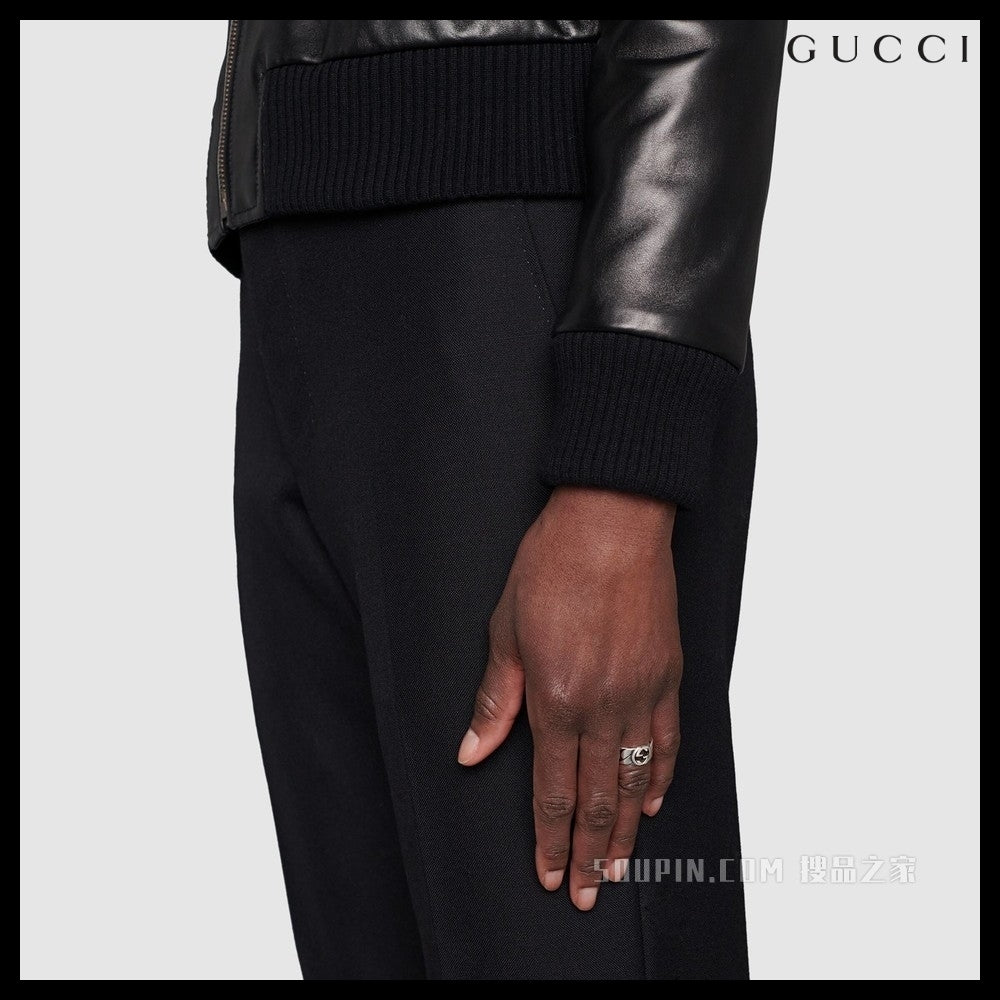 【GUCCI】Interlocking G Sterling Chain Wide Ring Silver